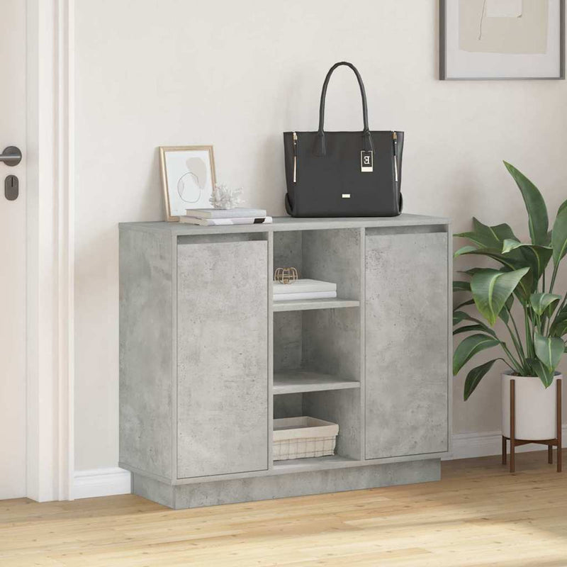 vidaXL Oldalszekrény polcokkal Beton Szürke 90 x 32 x 75 cm Faanyag