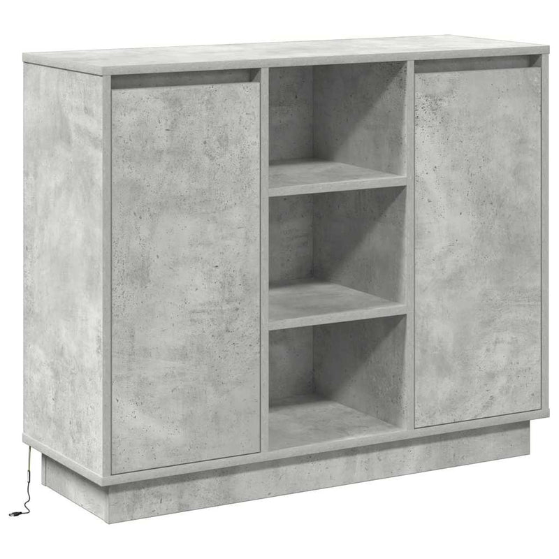 vidaXL Oldalszekrény polcokkal Beton Szürke 90 x 32 x 75 cm Faanyag