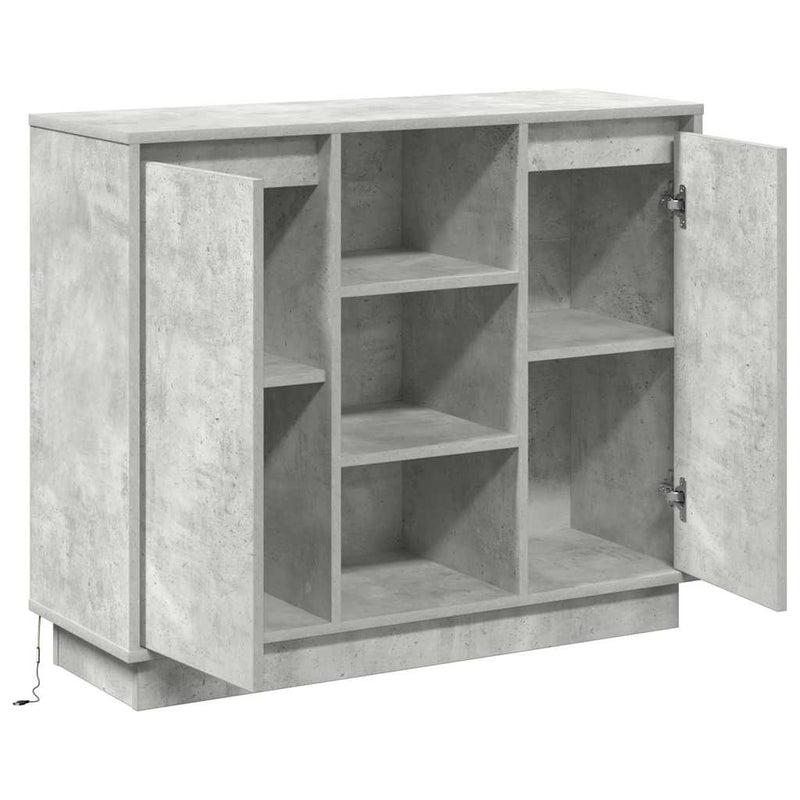 vidaXL Oldalszekrény polcokkal Beton Szürke 90 x 32 x 75 cm Faanyag