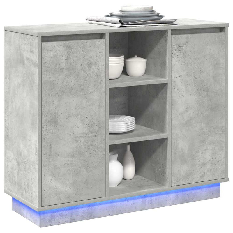 vidaXL Oldalszekrény polcokkal Beton Szürke 90 x 32 x 75 cm Faanyag