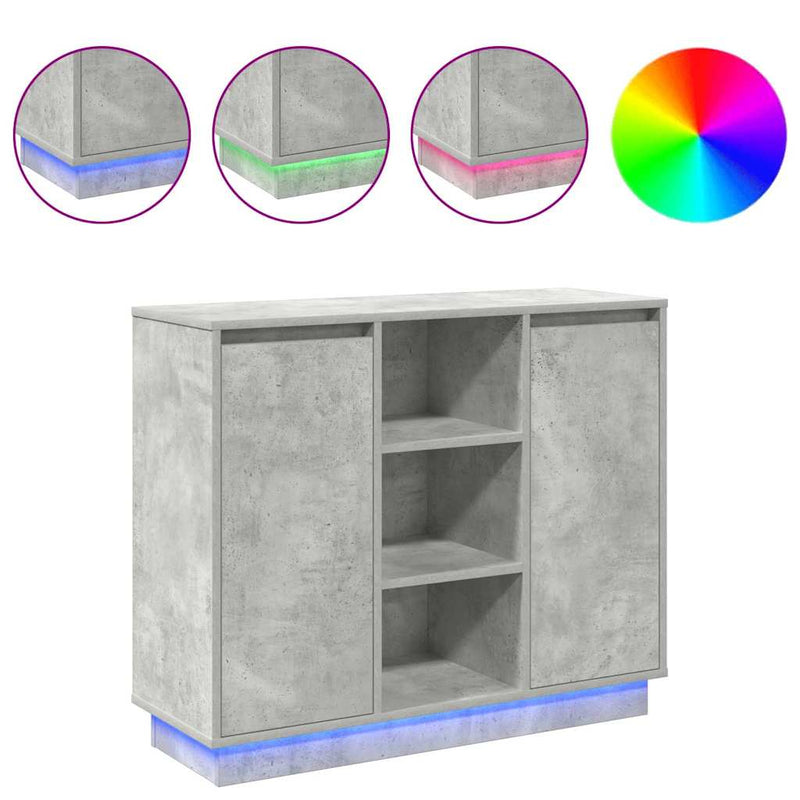 vidaXL Oldalszekrény polcokkal Beton Szürke 90 x 32 x 75 cm Faanyag