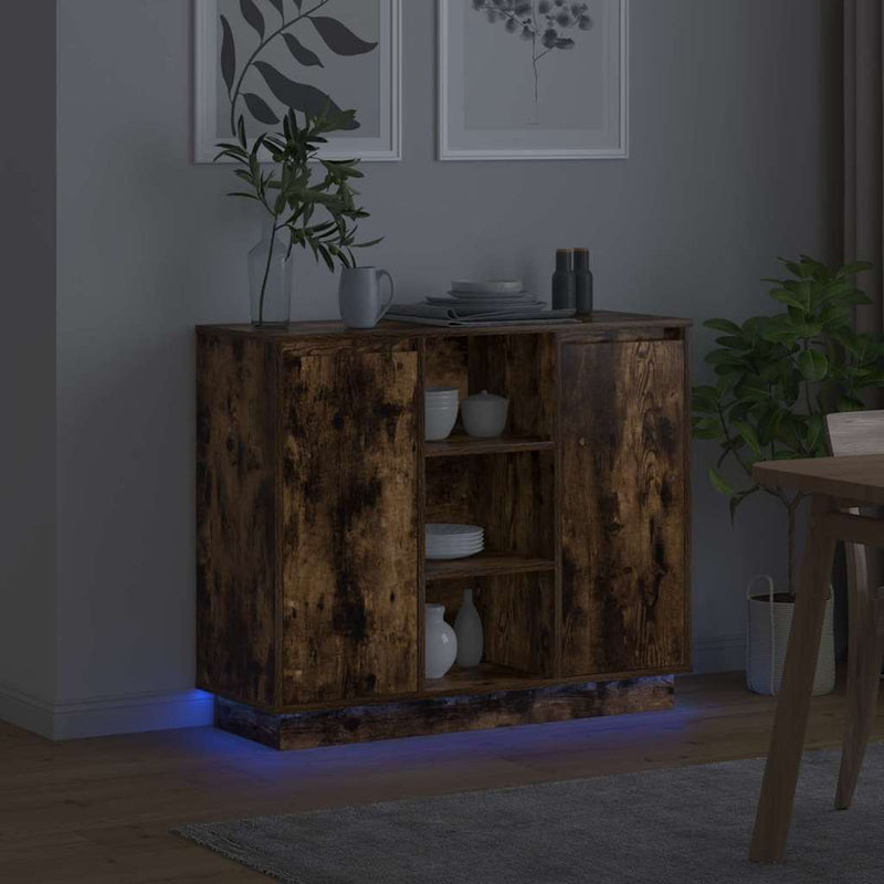 vidaXL Oldalszekrény polcokkal Füstölt tölgy 90 x 32 x 75 cm Faanyag