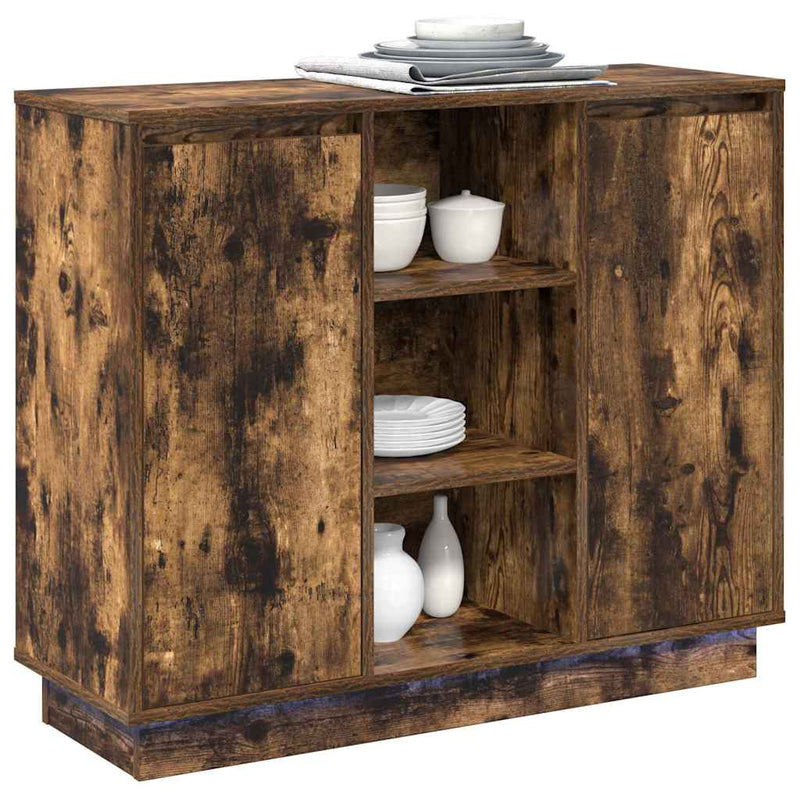vidaXL Oldalszekrény polcokkal Füstölt tölgy 90 x 32 x 75 cm Faanyag