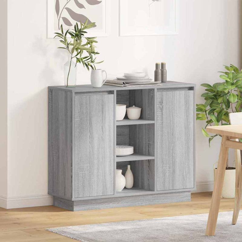 vidaXL Oldalszekrény polcokkal Szürke Sonoma 90 x 32 x 75 cm Faanyag