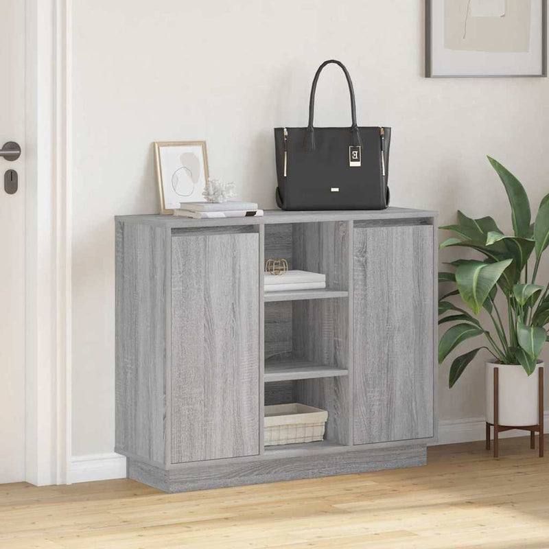 vidaXL Oldalszekrény polcokkal Szürke Sonoma 90 x 32 x 75 cm Faanyag