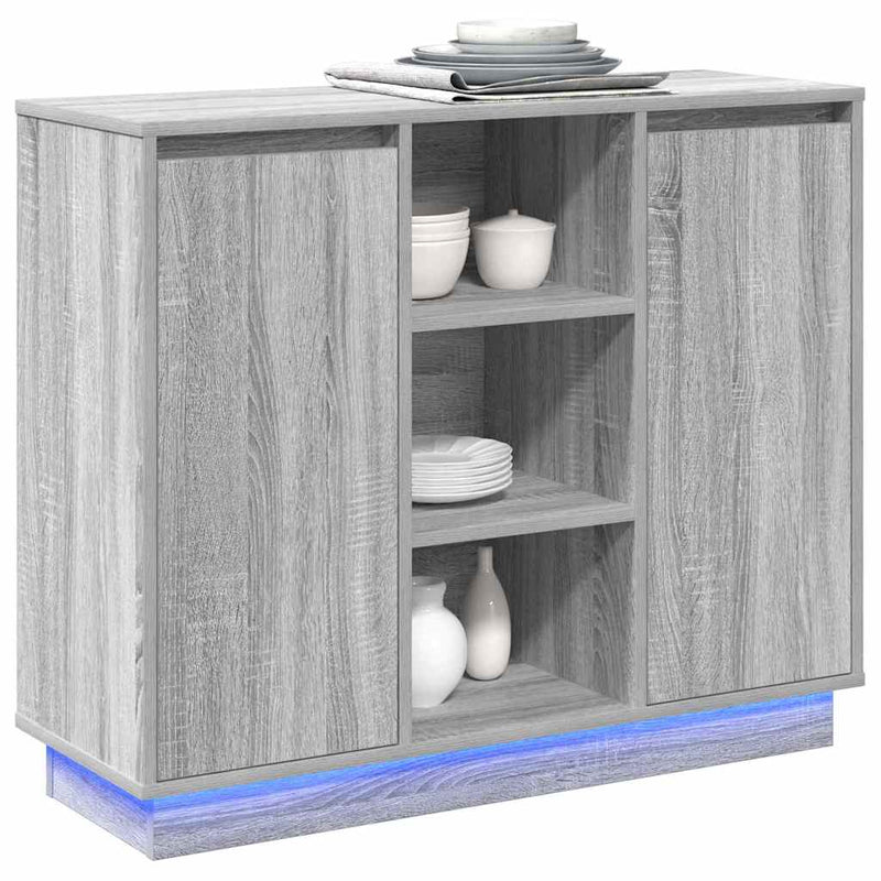 vidaXL Oldalszekrény polcokkal Szürke Sonoma 90 x 32 x 75 cm Faanyag