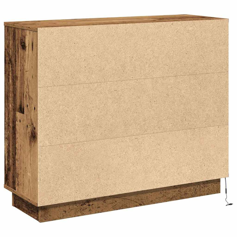 vidaXL Oldalszekrény LED -es lámpákkal Öreg fa 90 x 32 x 75 cm Faanyag