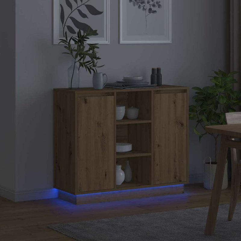 vidaXL Oldalszekrény polcokkal Artisan tölgy 90 x 32 x 75 cm Faanyag
