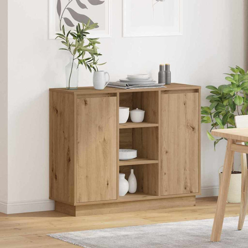 vidaXL Oldalszekrény polcokkal Artisan tölgy 90 x 32 x 75 cm Faanyag