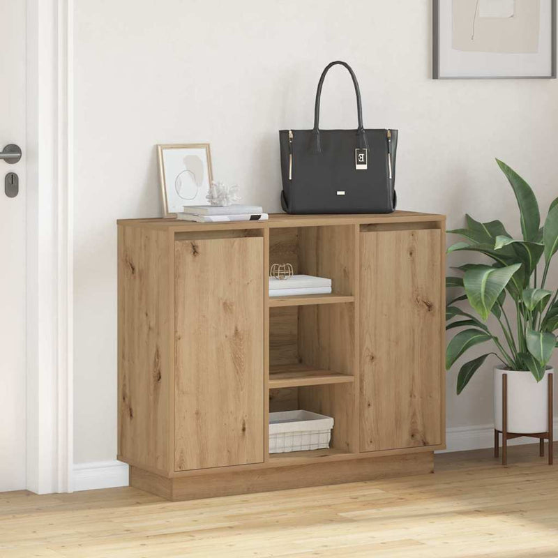 vidaXL Oldalszekrény polcokkal Artisan tölgy 90 x 32 x 75 cm Faanyag