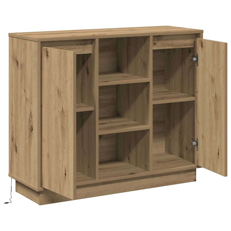 vidaXL Oldalszekrény polcokkal Artisan tölgy 90 x 32 x 75 cm Faanyag