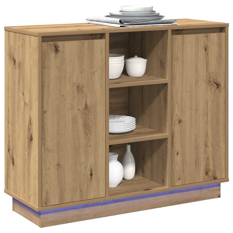 vidaXL Oldalszekrény polcokkal Artisan tölgy 90 x 32 x 75 cm Faanyag