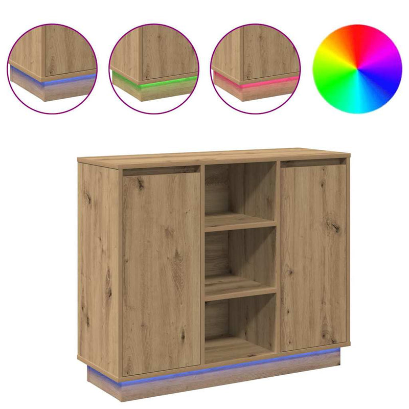 vidaXL Oldalszekrény polcokkal Artisan tölgy 90 x 32 x 75 cm Faanyag