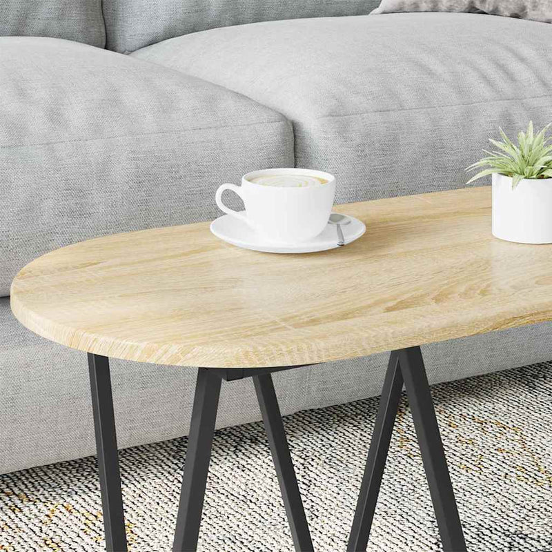 vidaXL Dohányzóasztal sonoma tölgy 80 x 40 x 40,5 cm Mérnöki fa és fém
