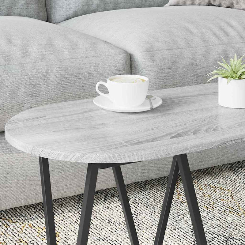 vidaXL Dohányzóasztal Szürke 80 x 40 x 40,5 cm Mérnöki fa és fém