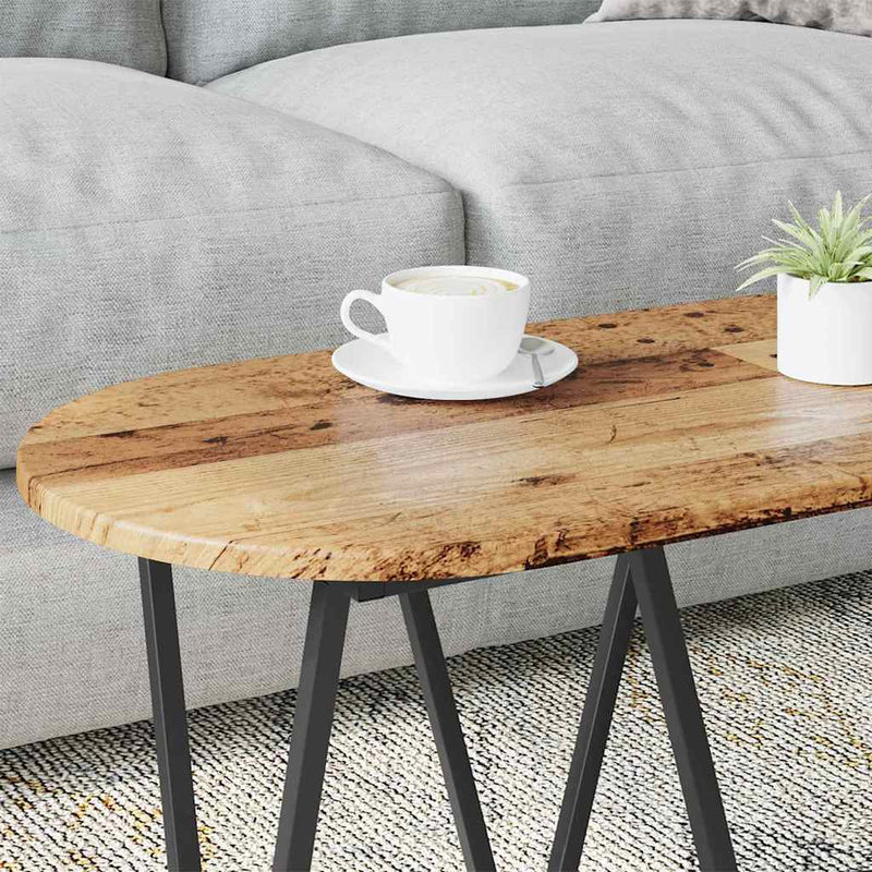 vidaXL Dohányzóasztal Régi fa 80 x 40 x 40,5 cm Mérnöki fa és fém