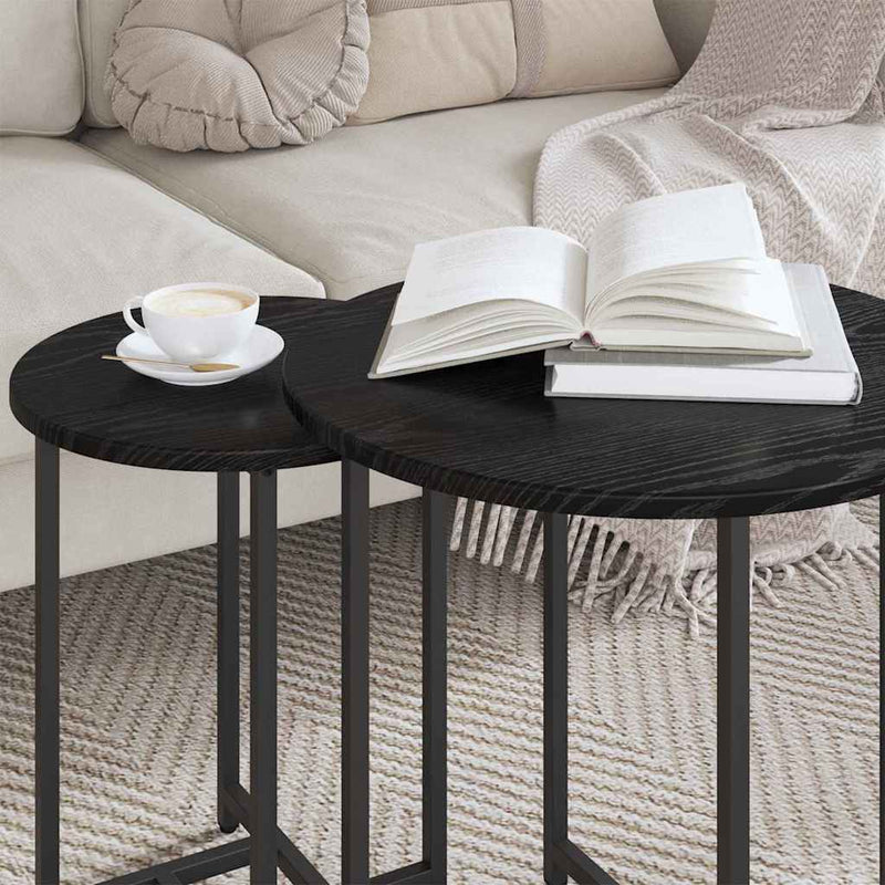 vidaXL Kisasztal készlet 2 pcs Musta tammi 50 x 50 x 50 cm