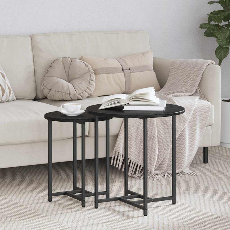 vidaXL Kisasztal készlet 2 pcs Musta tammi 50 x 50 x 50 cm
