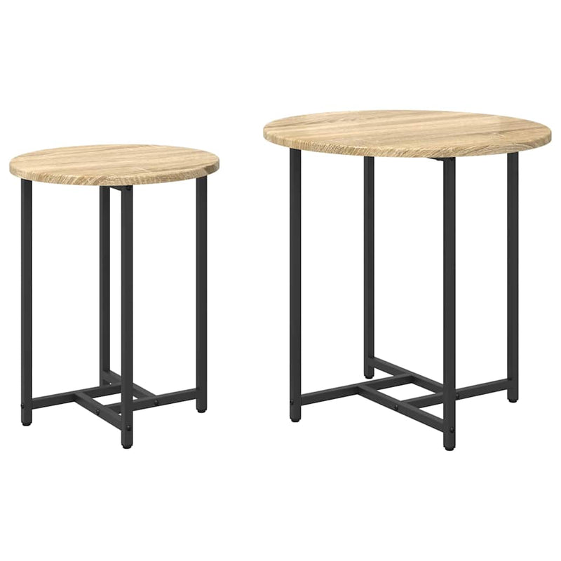 vidaXL Kisasztal készlet 2 pcs Sonoma tölgy és Fekete 50 x 50 x 50 cm