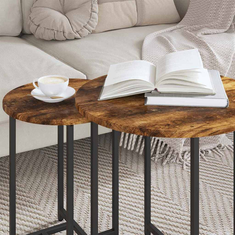 vidaXL Kisasztal készlet 2 pcs Füstölt tölgy és Fekete 50 x 50 x 50 cm