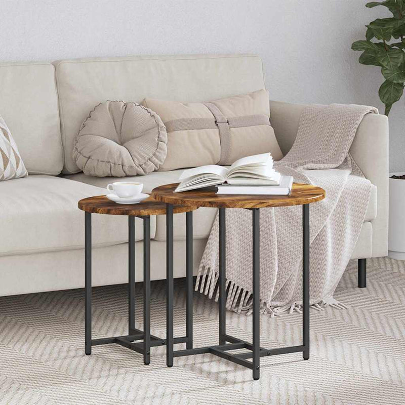 vidaXL Kisasztal készlet 2 pcs Füstölt tölgy és Fekete 50 x 50 x 50 cm