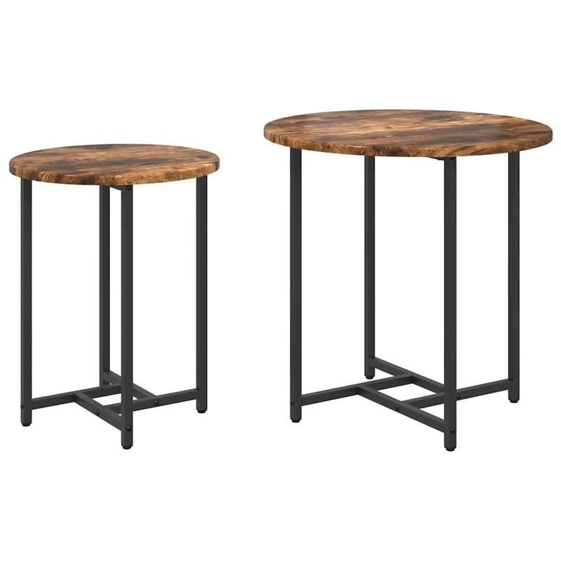 vidaXL Kisasztal készlet 2 pcs Füstölt tölgy és Fekete 50 x 50 x 50 cm
