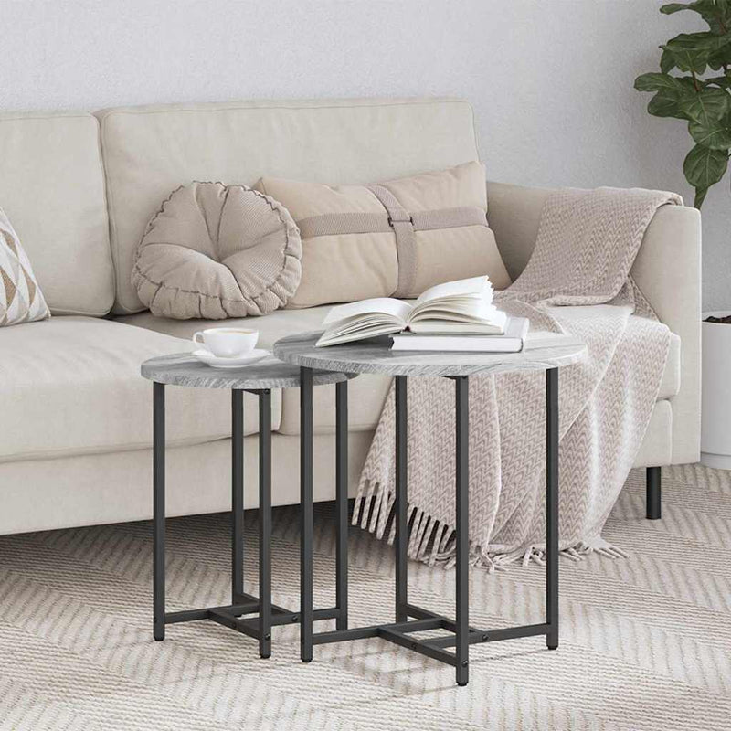 vidaXL Kisasztal készlet 2 pcs Szürke sonoma és Fekete 50 x 50 x 50 cm