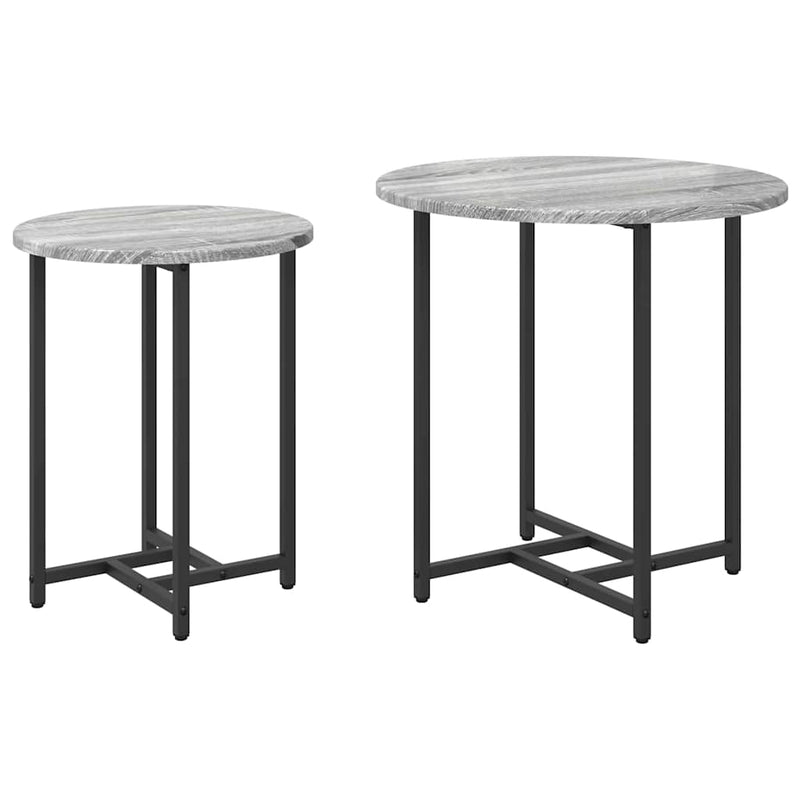 vidaXL Kisasztal készlet 2 pcs Szürke sonoma és Fekete 50 x 50 x 50 cm