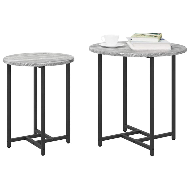 vidaXL Kisasztal készlet 2 pcs Szürke sonoma és Fekete 50 x 50 x 50 cm