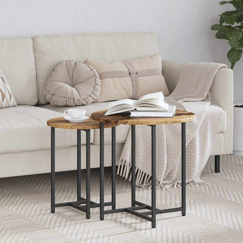 vidaXL Kisasztal készlet 2 pcs Régi fa és fekete 50 x 50 x 50 cm