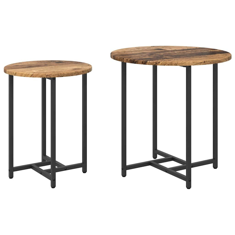 vidaXL Kisasztal készlet 2 pcs Régi fa és fekete 50 x 50 x 50 cm
