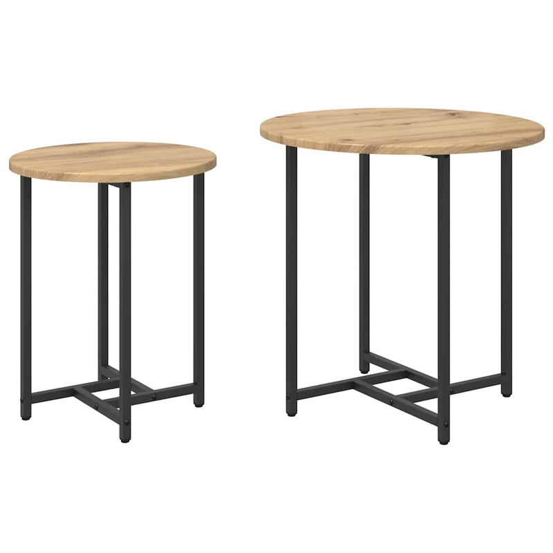 vidaXL Kisasztal készlet 2 pcs Artisan tölgy és fekete 50 x 50 x 50 cm
