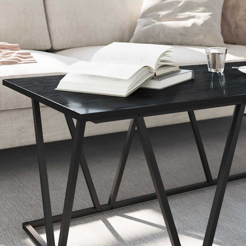 vidaXL Dohányzóasztal Musta tammi 100 x 50 x 40 cm Mérnöki fa és fém
