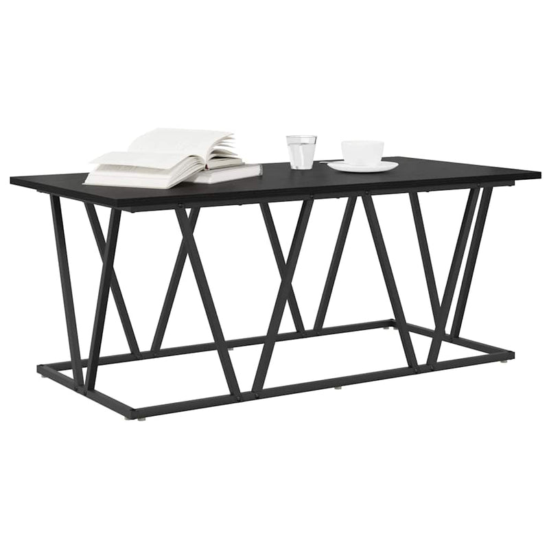 vidaXL Dohányzóasztal Musta tammi 100 x 50 x 40 cm Mérnöki fa és fém