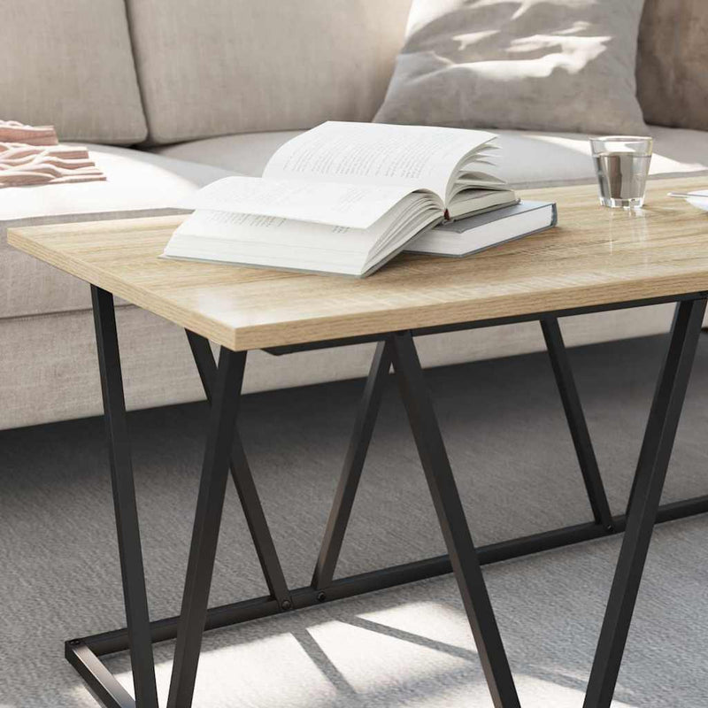 vidaXL Dohányzóasztal sonoma tölgy 100 x 50 x 40 cm Mérnöki fa és fém