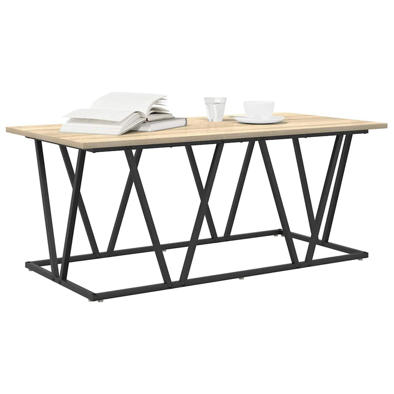 vidaXL Dohányzóasztal sonoma tölgy 100 x 50 x 40 cm Mérnöki fa és fém