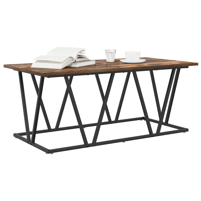 vidaXL Dohányzóasztal Füstölt tölgy 100 x 50 x 40 cm Mérnöki fa és fém