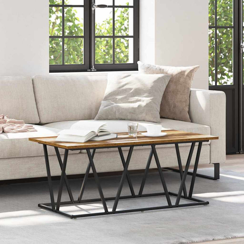 vidaXL Dohányzóasztal Régi fa 100 x 50 x 40 cm Mérnöki fa és fém