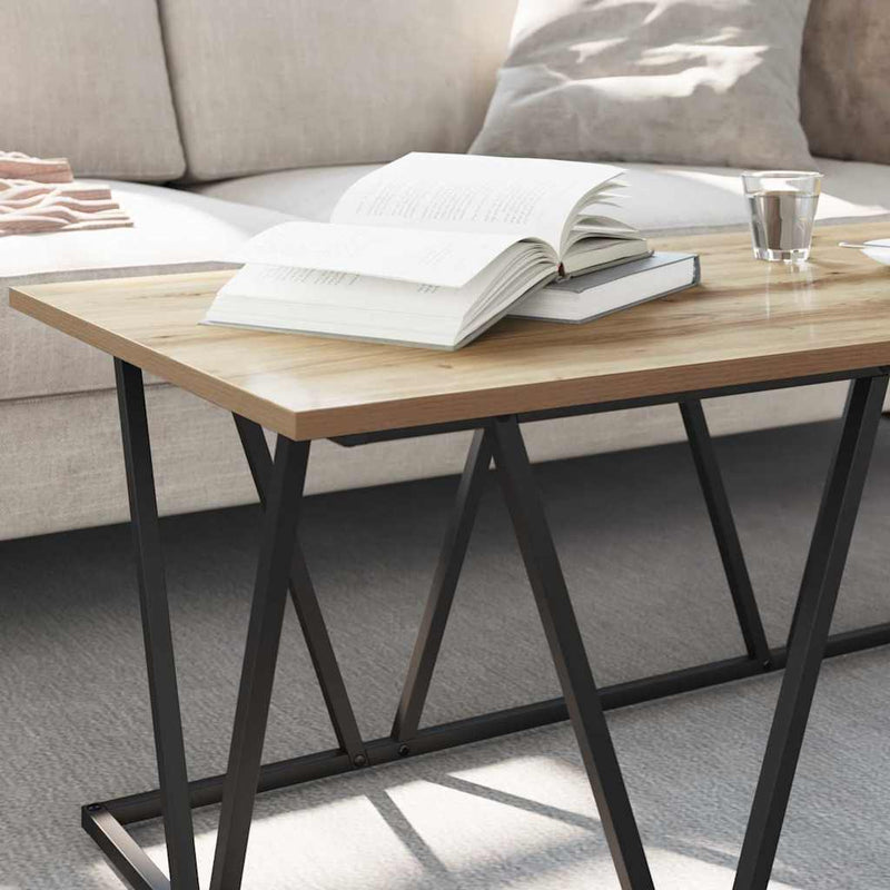 vidaXL Dohányzóasztal Artisan tölgy 100 x 50 x 40 cm Mérnöki fa és fém