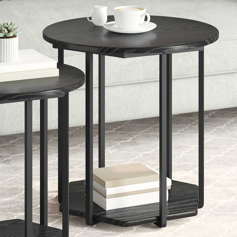 vidaXL Kisasztal készlet polcokkal 2 pcs Musta tammi 50 x 50 x 50.5 cm