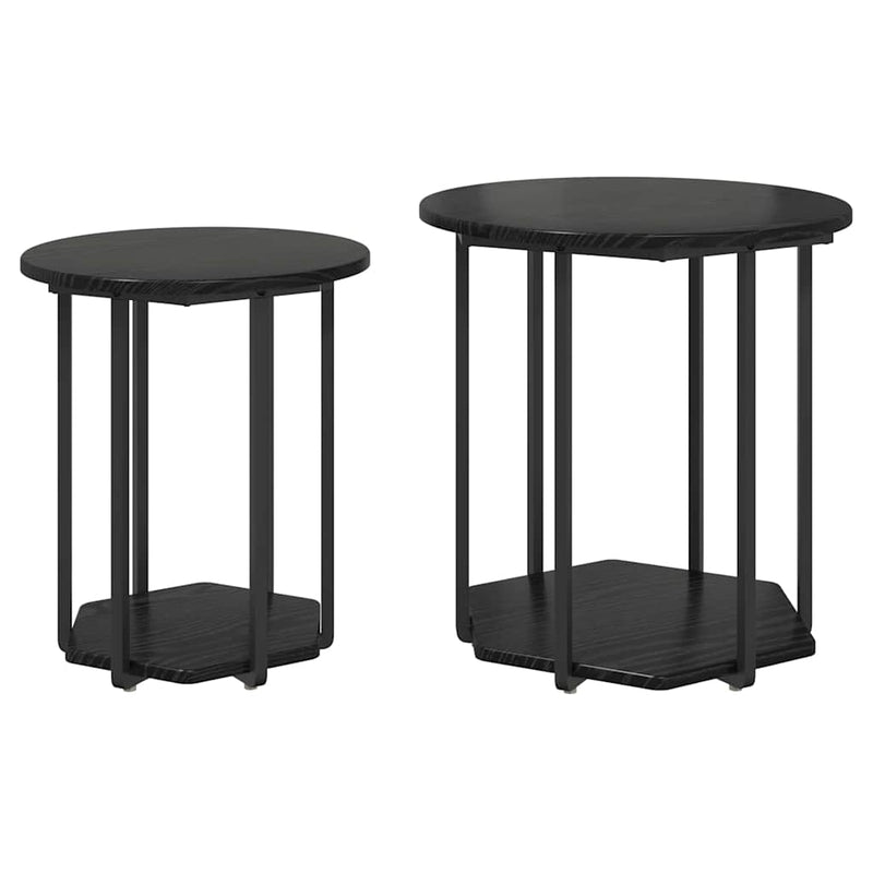 vidaXL Kisasztal készlet polcokkal 2 pcs Musta tammi 50 x 50 x 50.5 cm