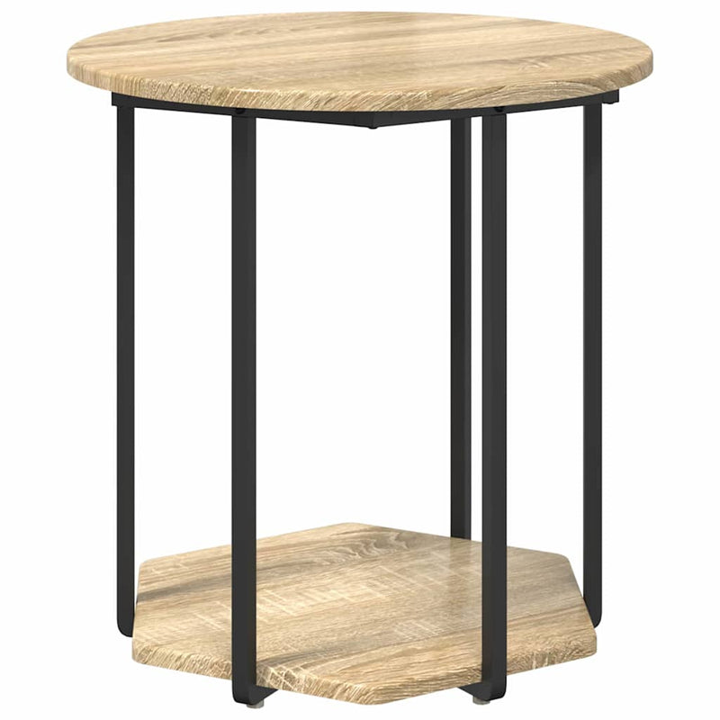 vidaXL Kisasztal készlet polcokkal 2 pcs Sonoma tölgy és Fekete