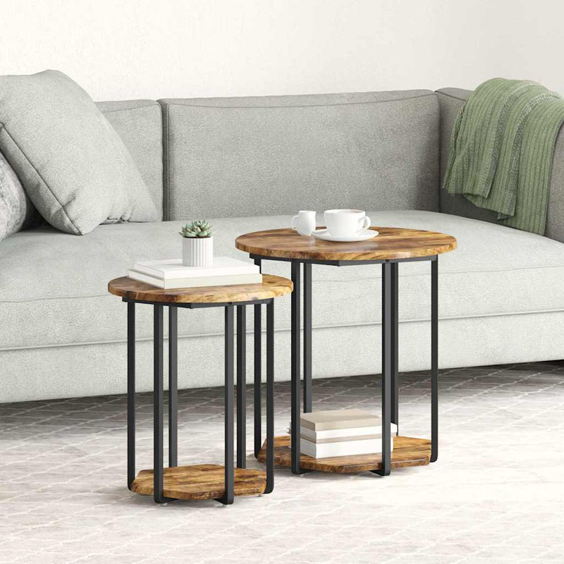 vidaXL Kisasztal készlet polcokkal 2 pcs Barna