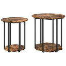 vidaXL Kisasztal készlet polcokkal 2 pcs Barna