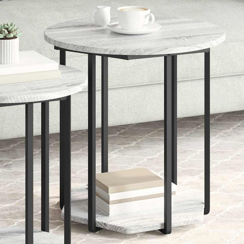 vidaXL Kisasztal készlet polcokkal 2 pcs Szürke sonoma és Fekete