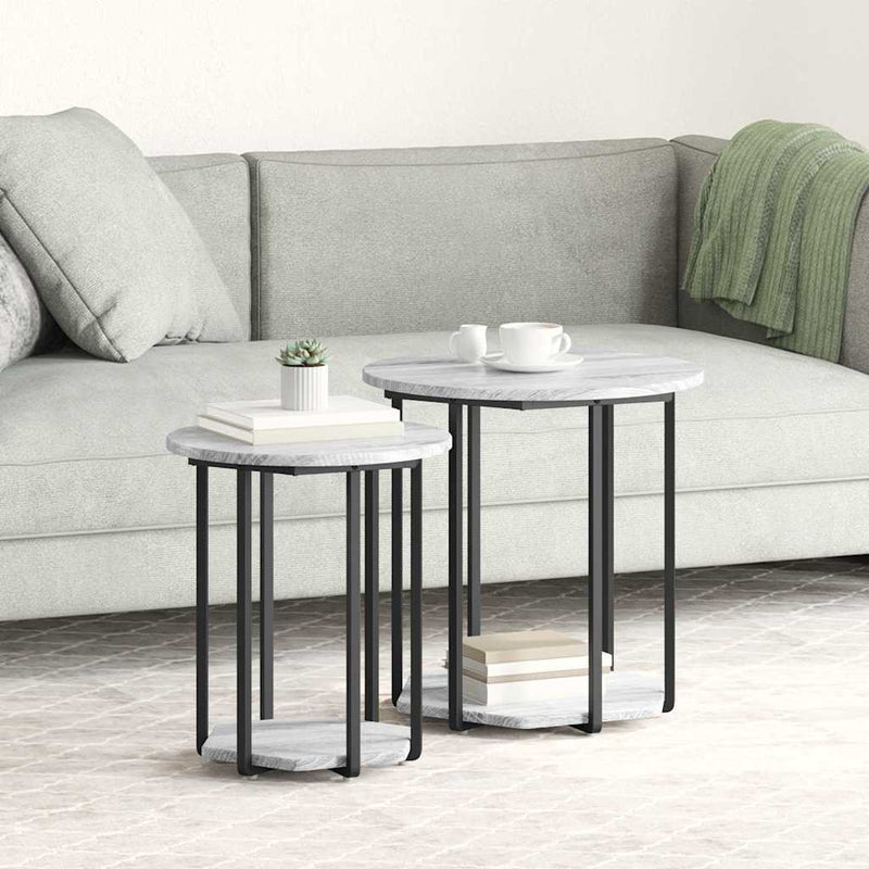 vidaXL Kisasztal készlet polcokkal 2 pcs Szürke sonoma és Fekete