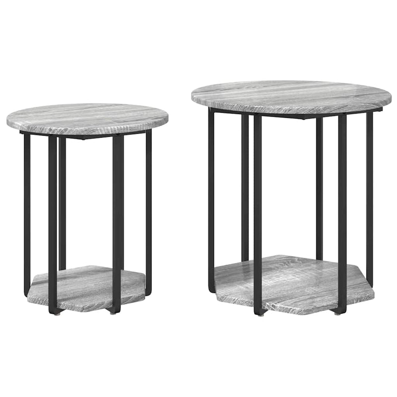 vidaXL Kisasztal készlet polcokkal 2 pcs Szürke sonoma és Fekete