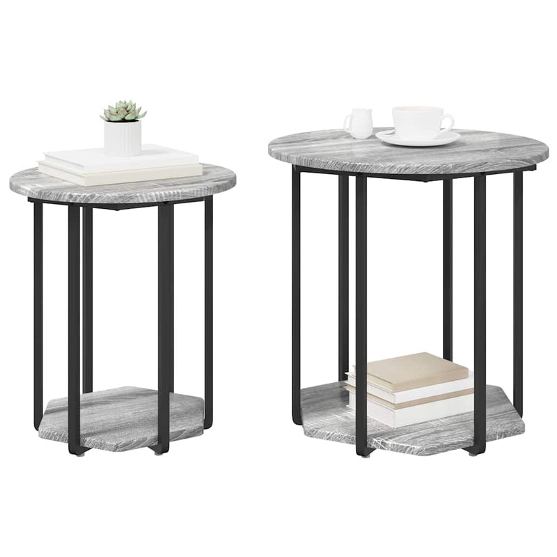 vidaXL Kisasztal készlet polcokkal 2 pcs Szürke sonoma és Fekete