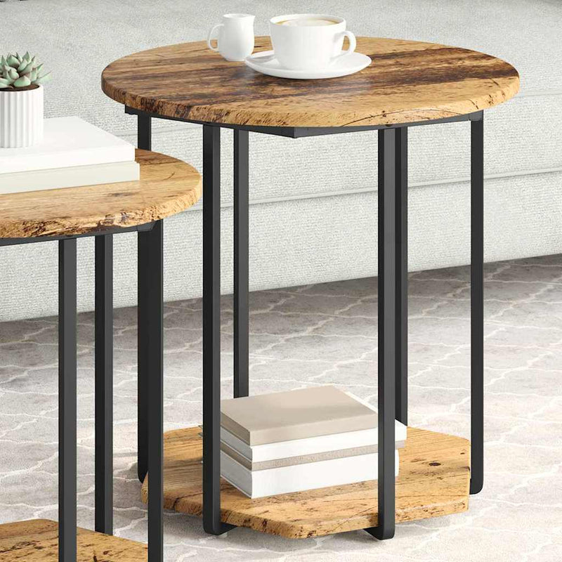 vidaXL Kisasztal készlet 2 pcs Régi fa és fekete 50 x 50 x 50.5 cm