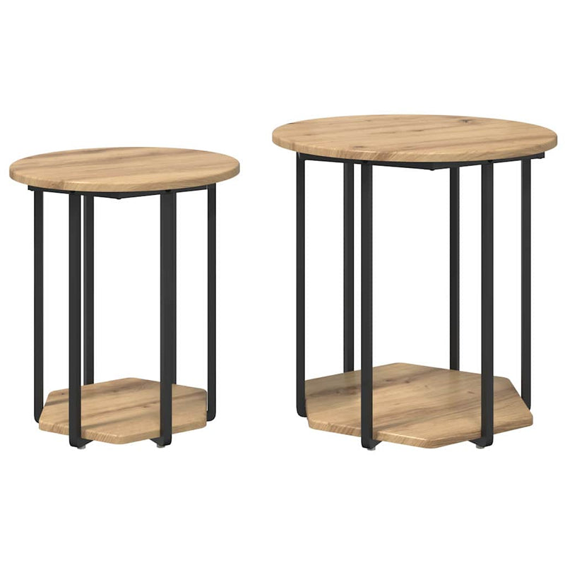 vidaXL Kisasztal készlet polcokkal 2 pcs Artisan tölgy és fekete